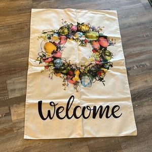 NWOT Welcome Burlap House Flag